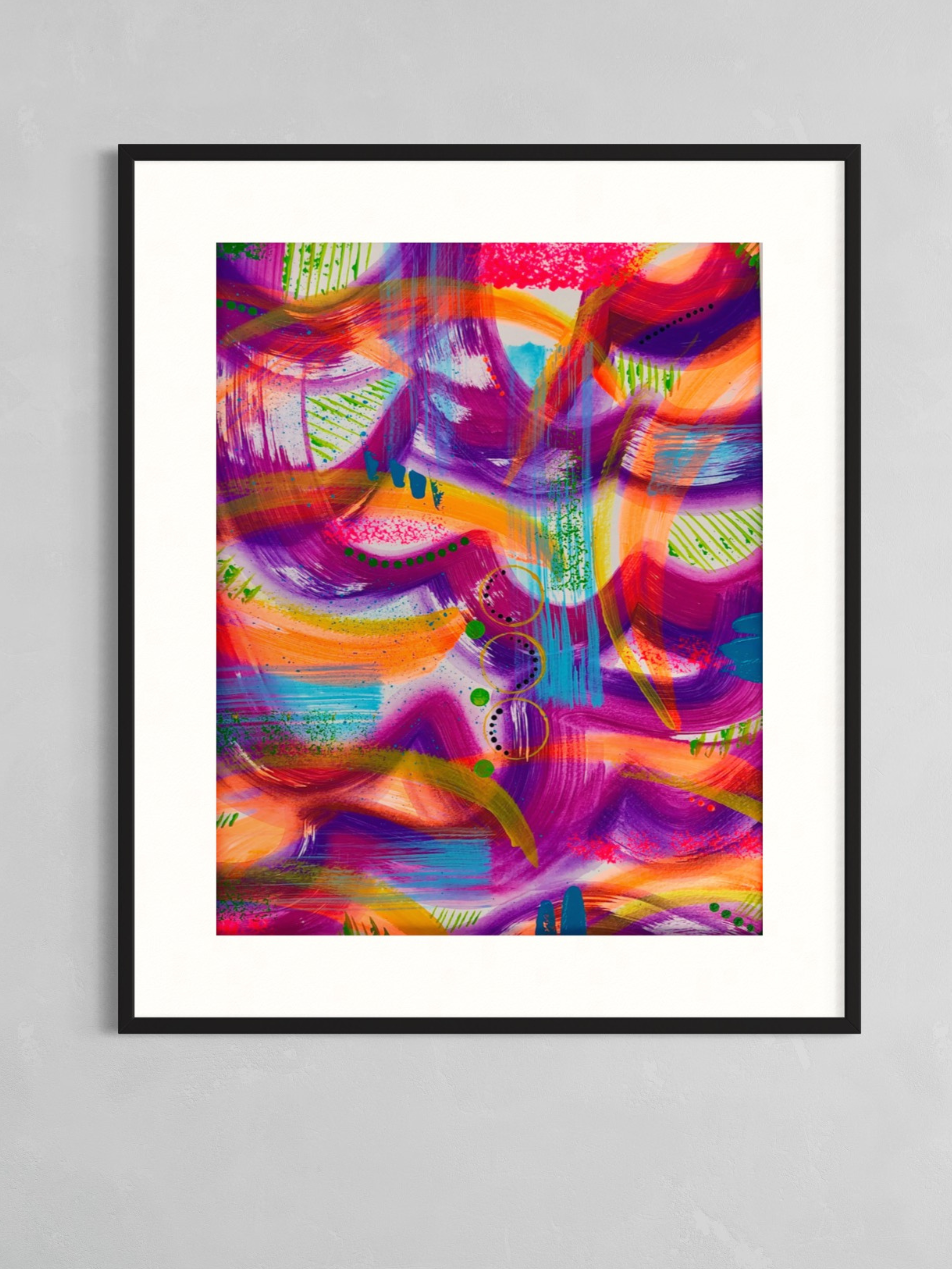 <strong> 'Vibrant Holidays' </strong><br><small><i> Abstract acrylic on paper </i></small>