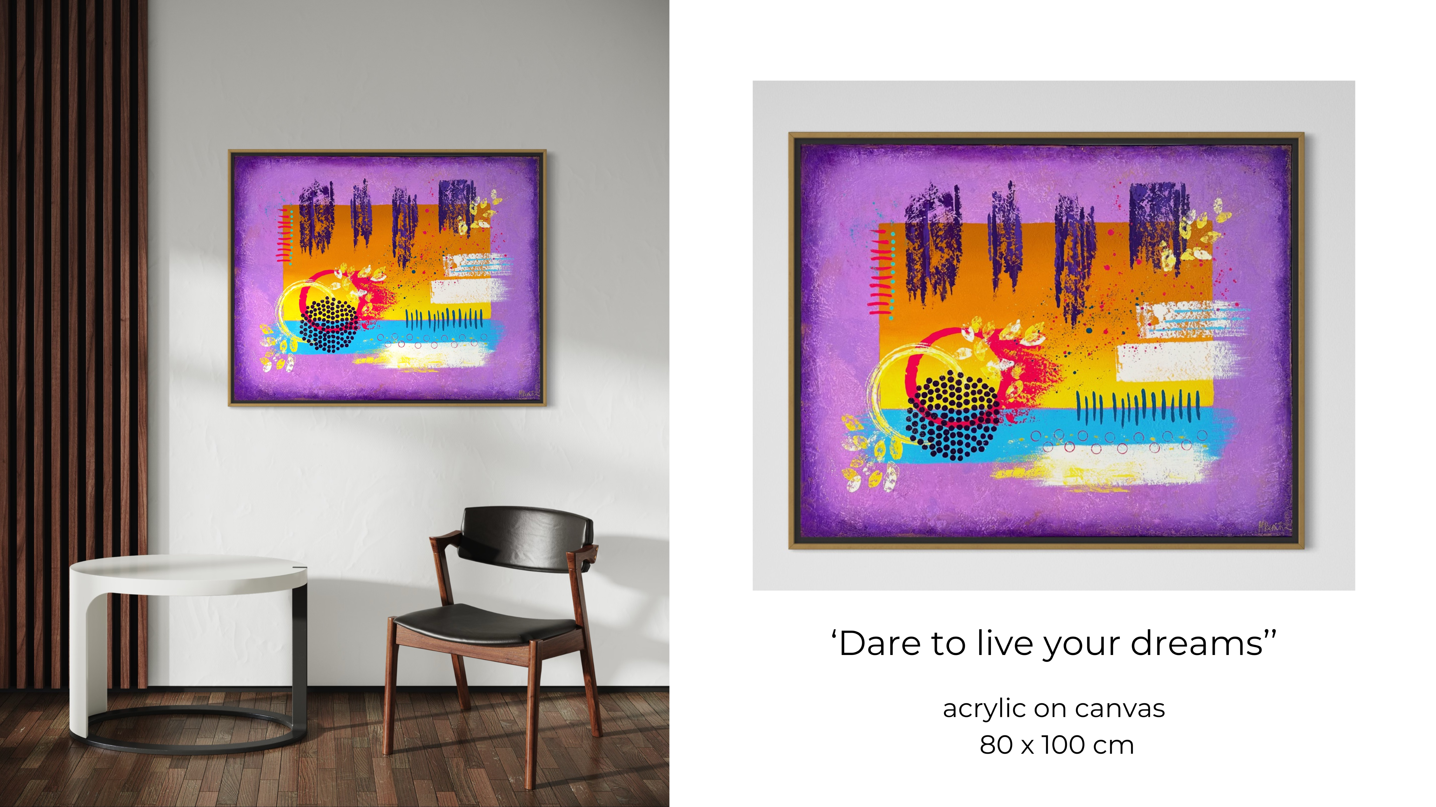 'Dare to Live Your Dreams'  </strong><br><small><i> Abstract acrylic on canvas </i></small>