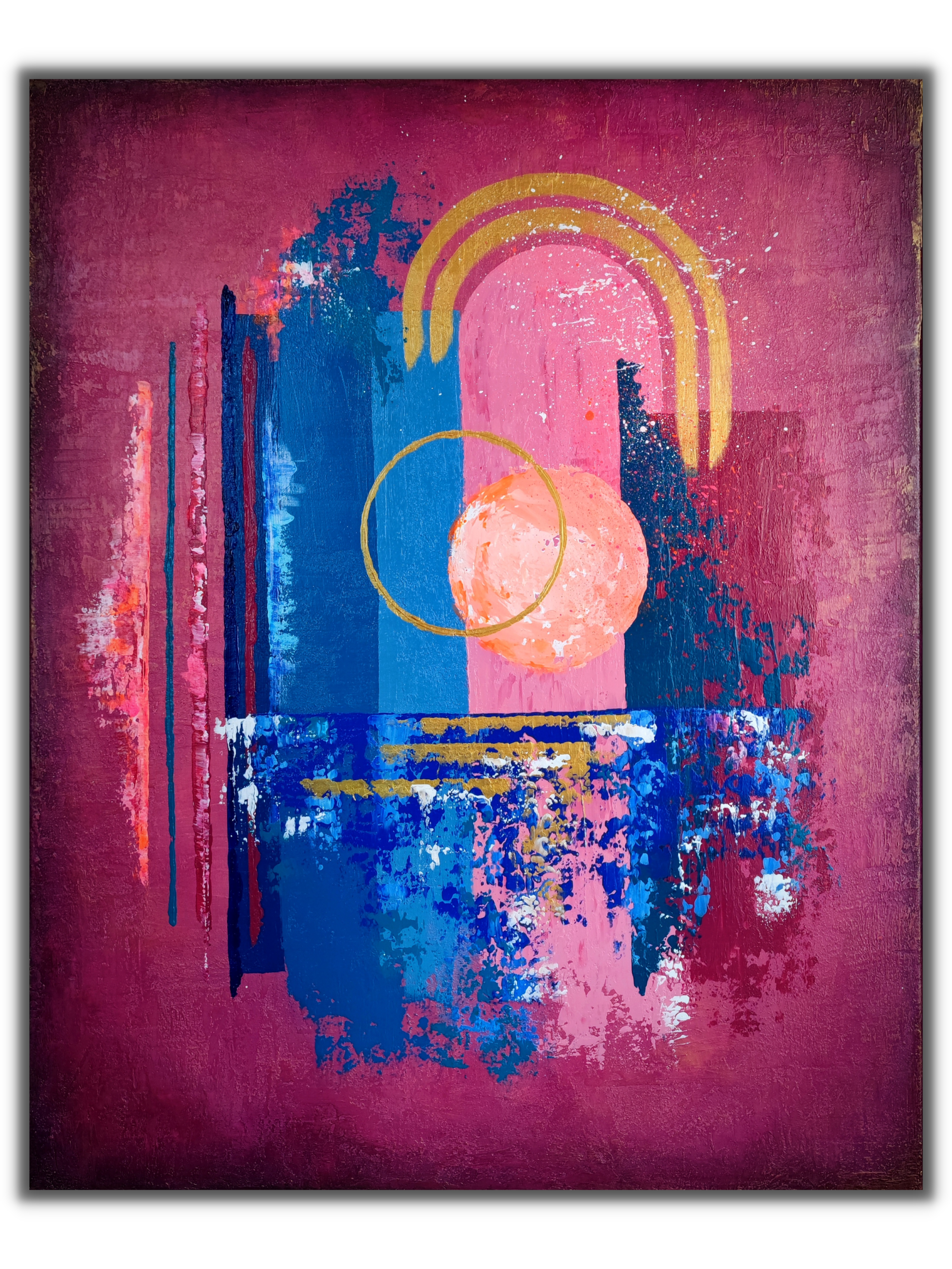 <strong> 'Flamingo Resort' </strong><br><small><i> Abstract acrylic on canvas </i></small>