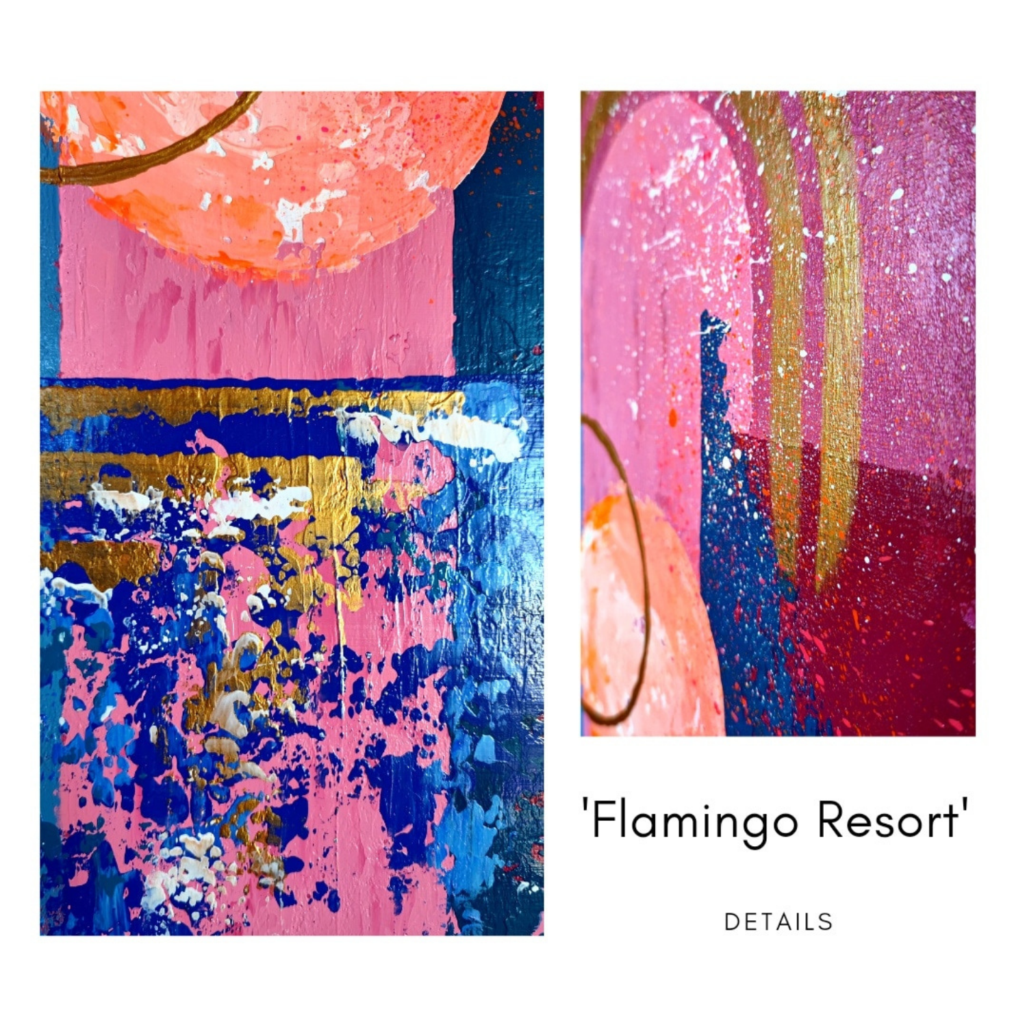 <strong> 'Flamingo Resort' </strong><br><small><i> Abstract acrylic on canvas </i></small>