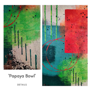 <strong> 'Papaya Bowl' </strong><br><small><i> Abstract acrylic on canvas </i></small>