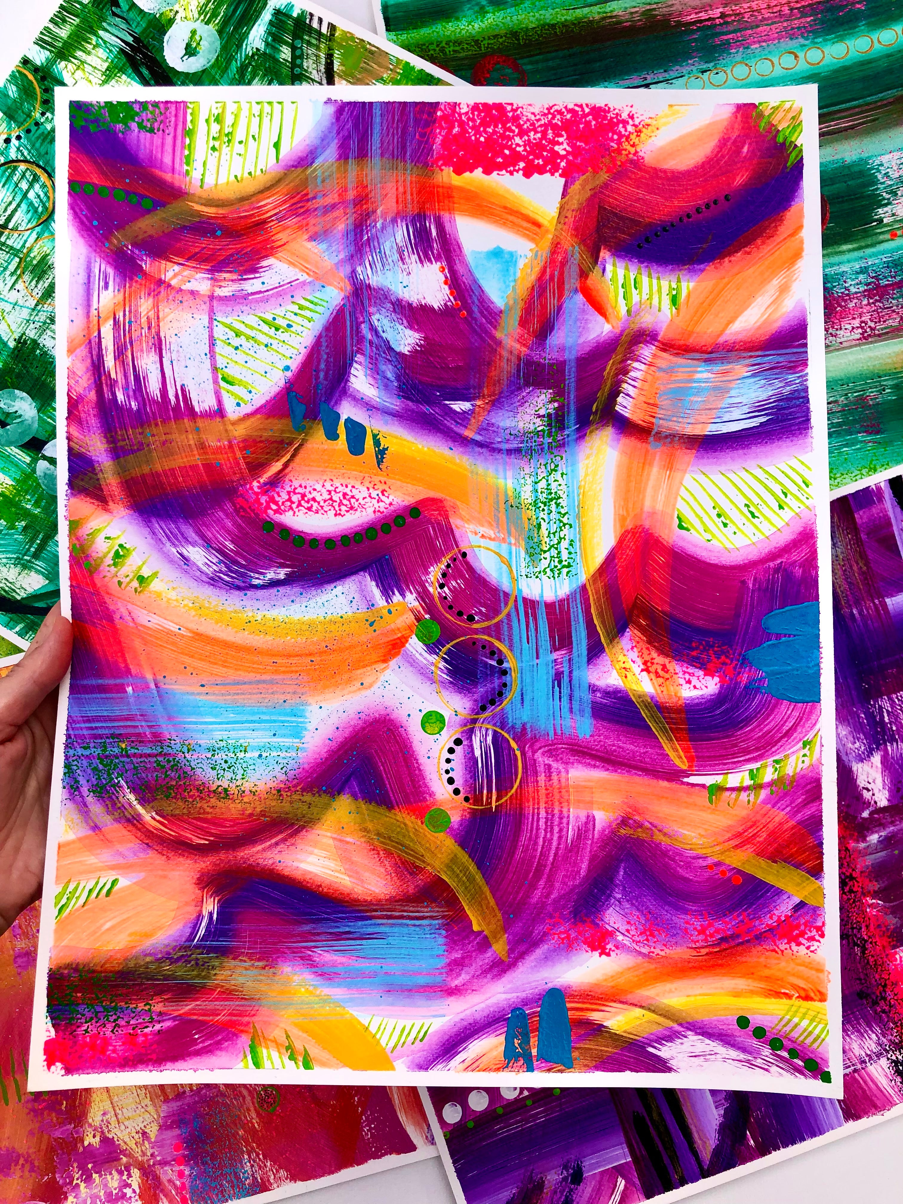 <strong> 'Vibrant Holidays' </strong><br><small><i> Abstract acrylic on paper </i></small>