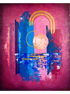 <strong> 'Flamingo Resort' </strong><br><small><i> Abstract acrylic on canvas </i></small>